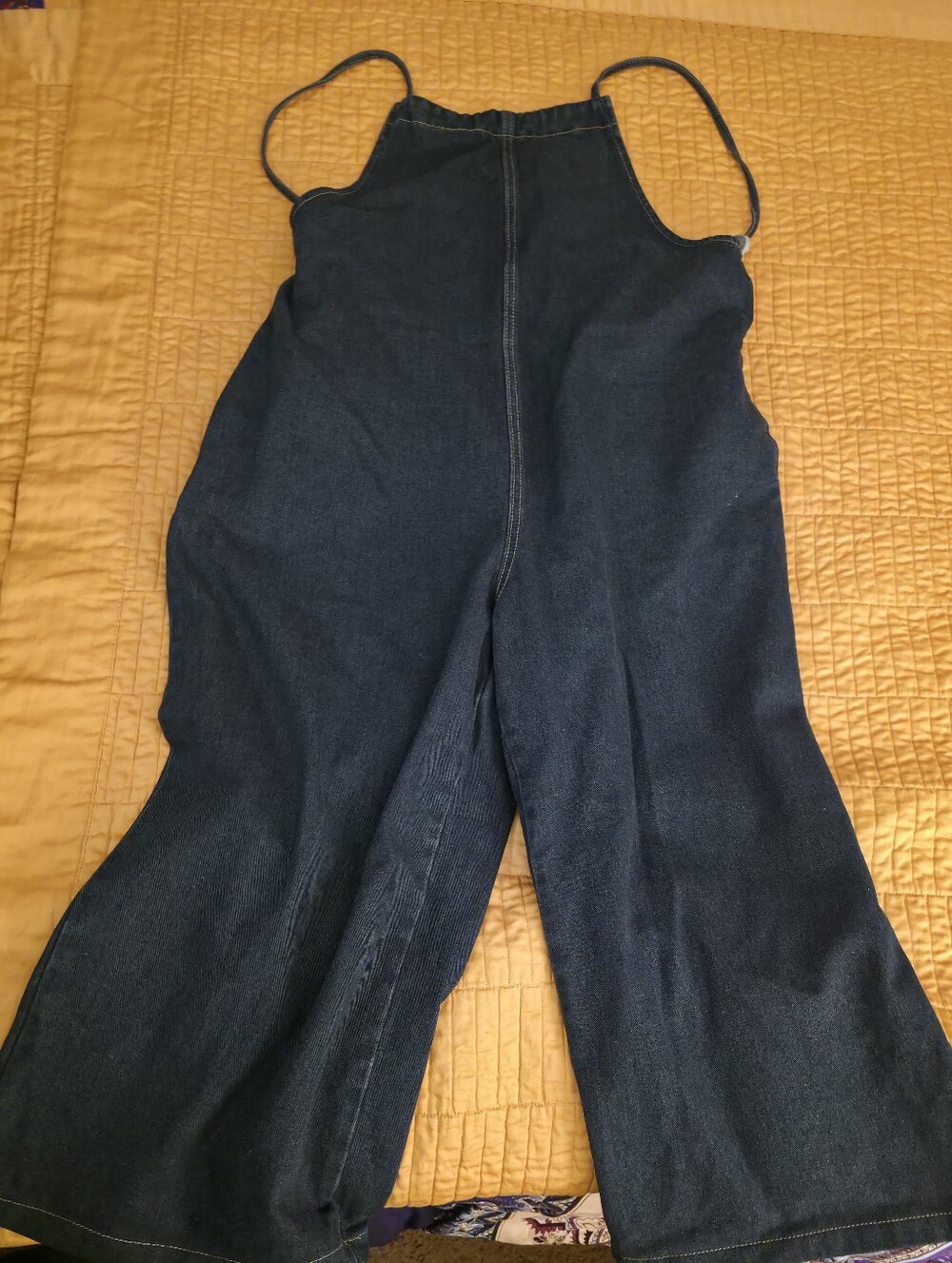 Dark Wash Denim Wide-Leg Cropped Overalls FREE SHIPPING